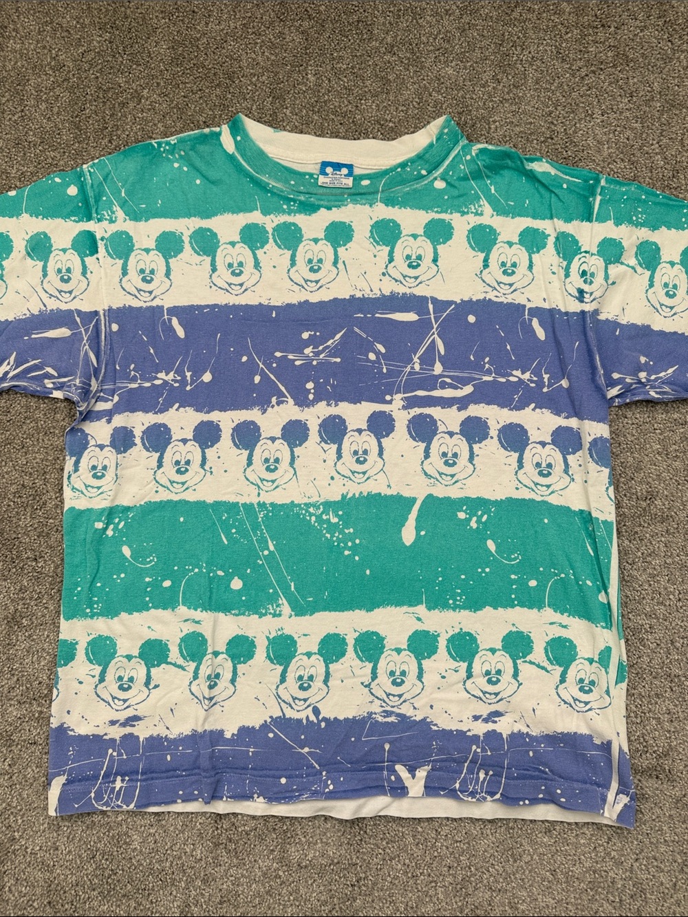 Vintage Disney Tie Dye and Striped Mickey Mouse Tee